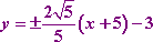 y = +/- (2sqrt[5] / 5) (x + 5) - 3