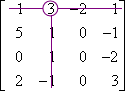 matrix with 1,2-entry circled and first row entries, second column entries crossed off