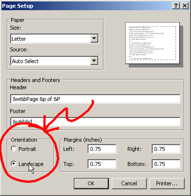 adjusting paper orientation