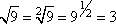 sqrt[9] = 2nd-rt[9] = 9^(1/2) = 3